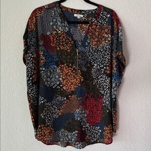 Maurices Multicolor Floral Blouse with Zipper